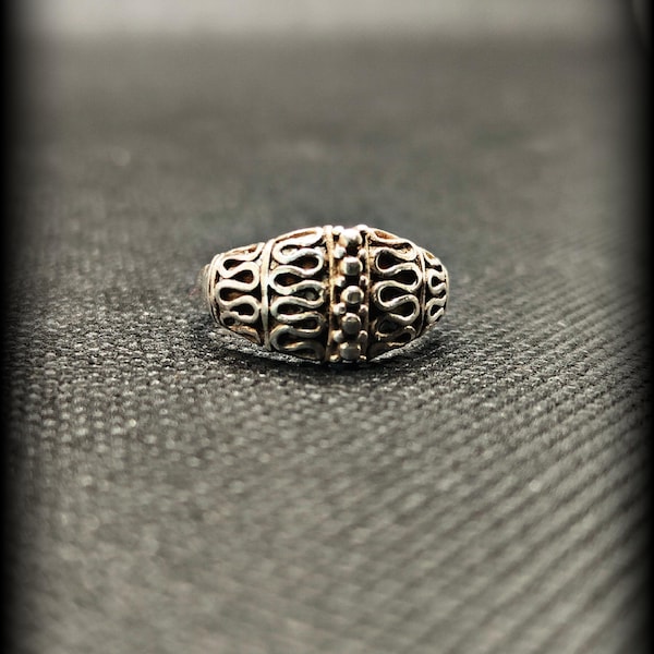 Ornate 925 Sterling Silver Ring | Filigree Scrollwork Statement Ring | Boho Vintage Style Jewelry | Everyday Silver Ring | US Size 6.25