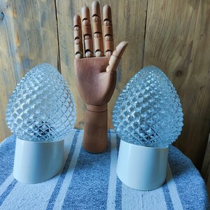 Retro dennenappel glazen inbouwlamp - New Old Stock - Set van 2 - Hoekige fitting