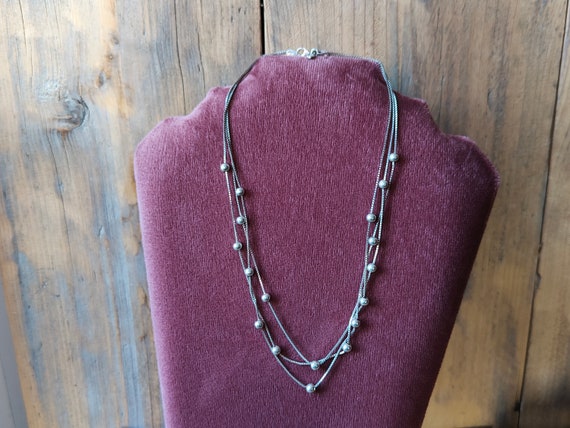 Sterling Silver Multi-strand chain necklace with … - image 3