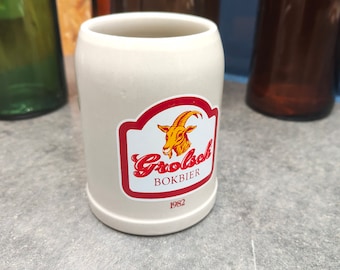 Boccale da birra in ceramica vintage Grolsch Bokbier: Dutch Barware