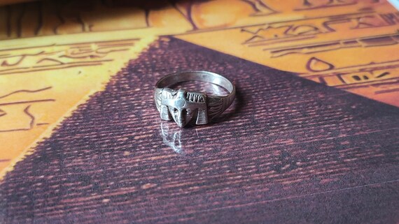 Silver statement ring with Pharaoh, made of 925 s… - image 5