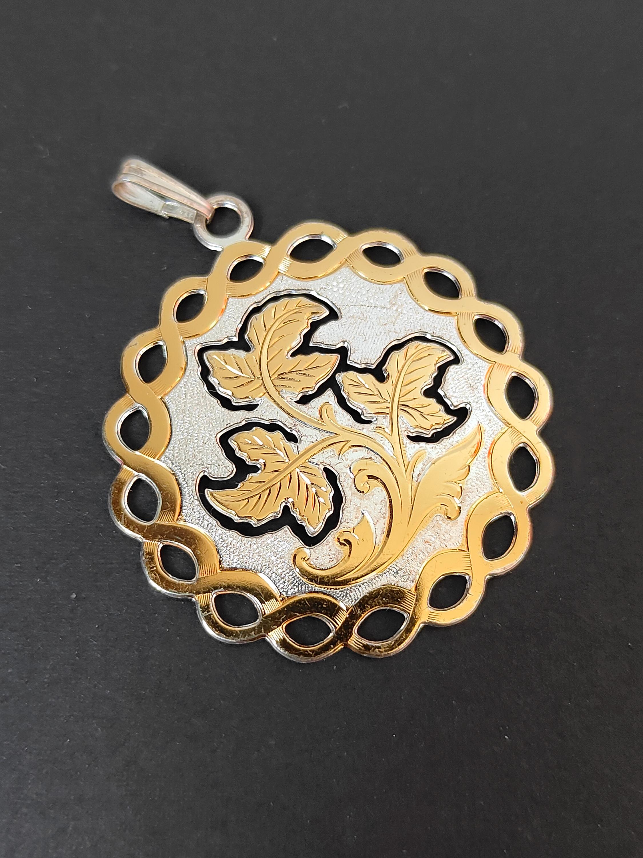 Pendentif Art Nouveau Jugenstil En Argent – Grand Modèle Floral, 15,3 Grammes, Occasion