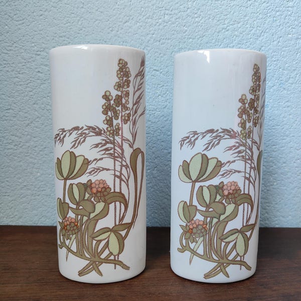 Vintage Ceramic Radiator Humidifiers: Art Nouveau Floral Print, Set of Two