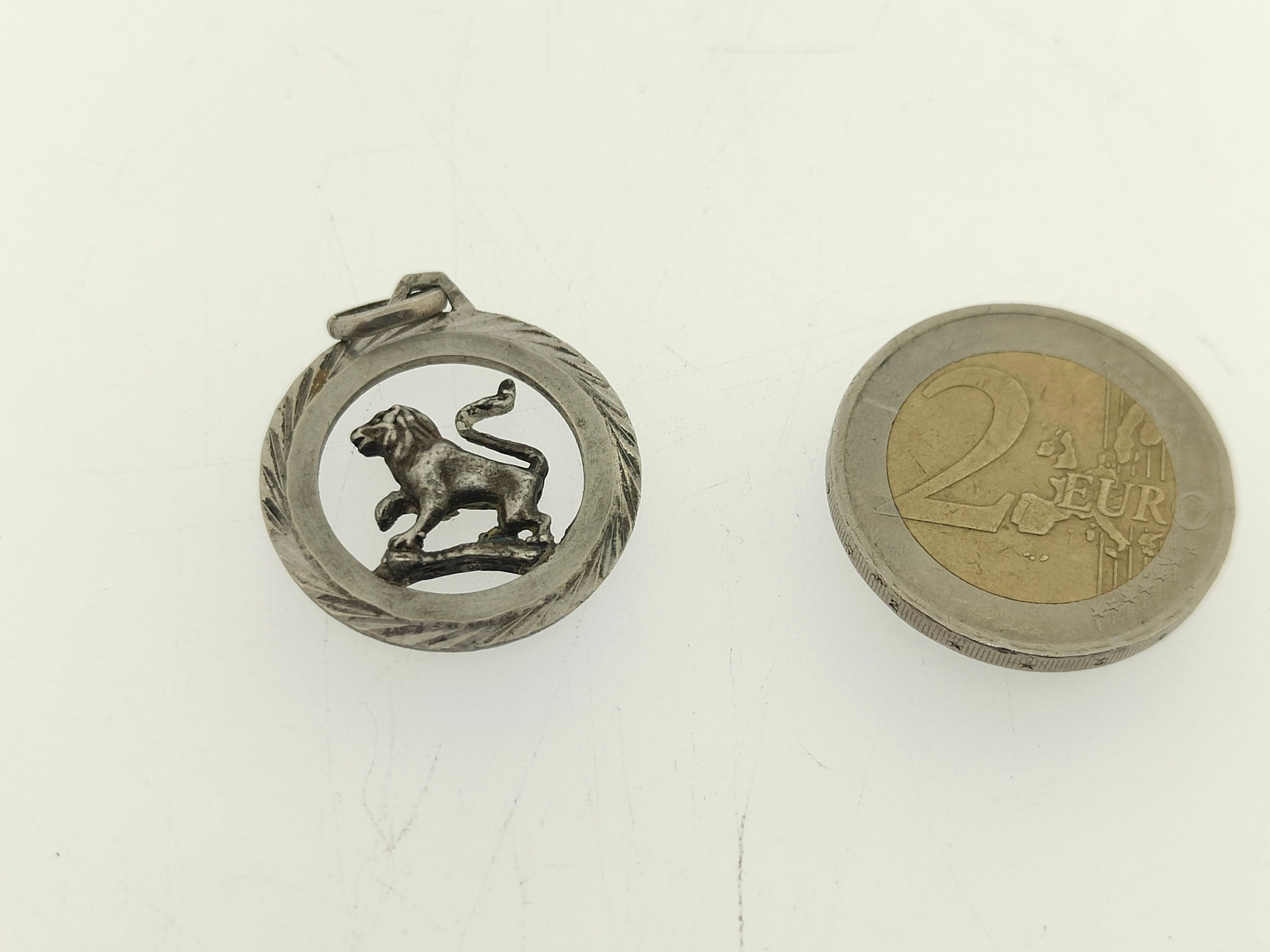 Pendentif Lion En Argent Massif - Signe Du Zodiaque Lion - Vintage - Occasion