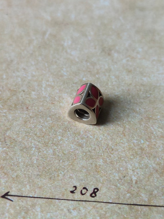 Pandora Silver Pink Enamel Flower Charm , 790437E… - image 3