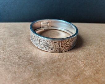 Bracelet Vintage En Métal Argenté Rosé - Style Années 80 - Occasion