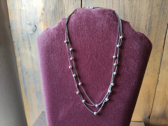 Sterling Silver Multi-strand chain necklace with … - image 6