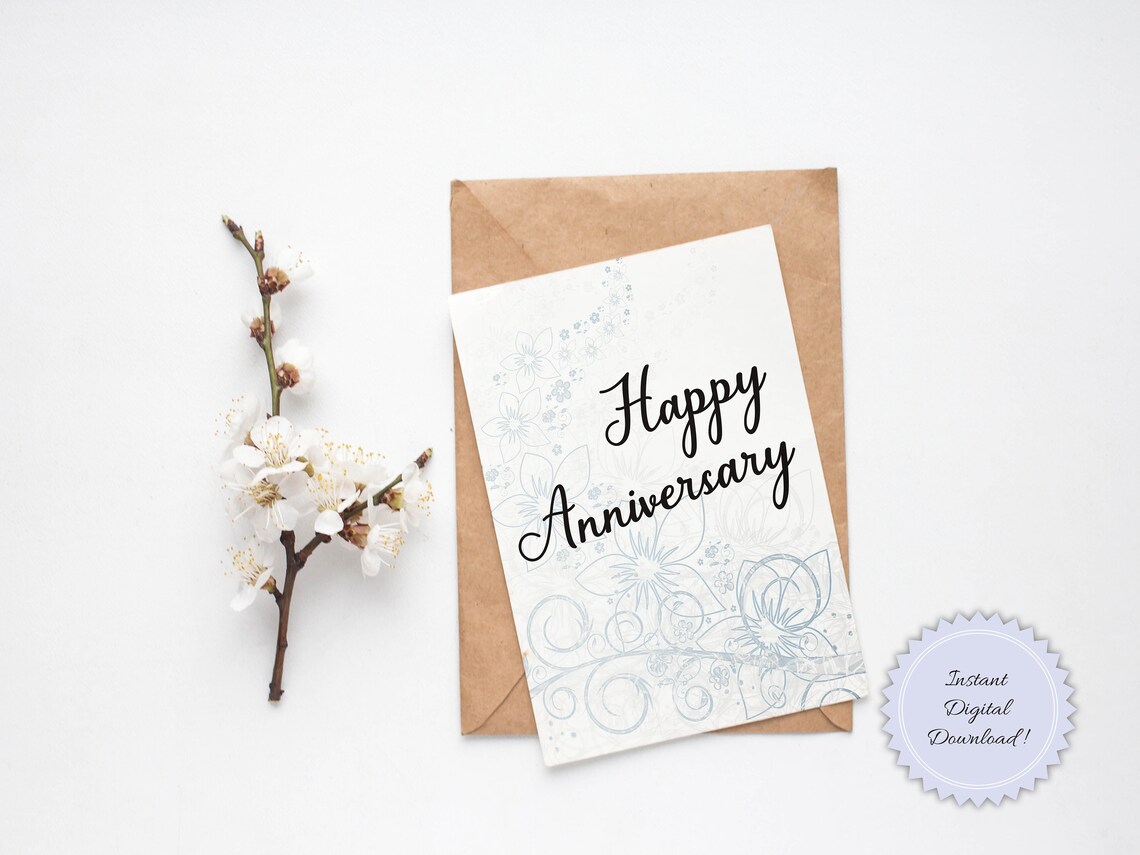 Printable Happy Anniversary Card Design, DIY Anniversary Card, Digital ...