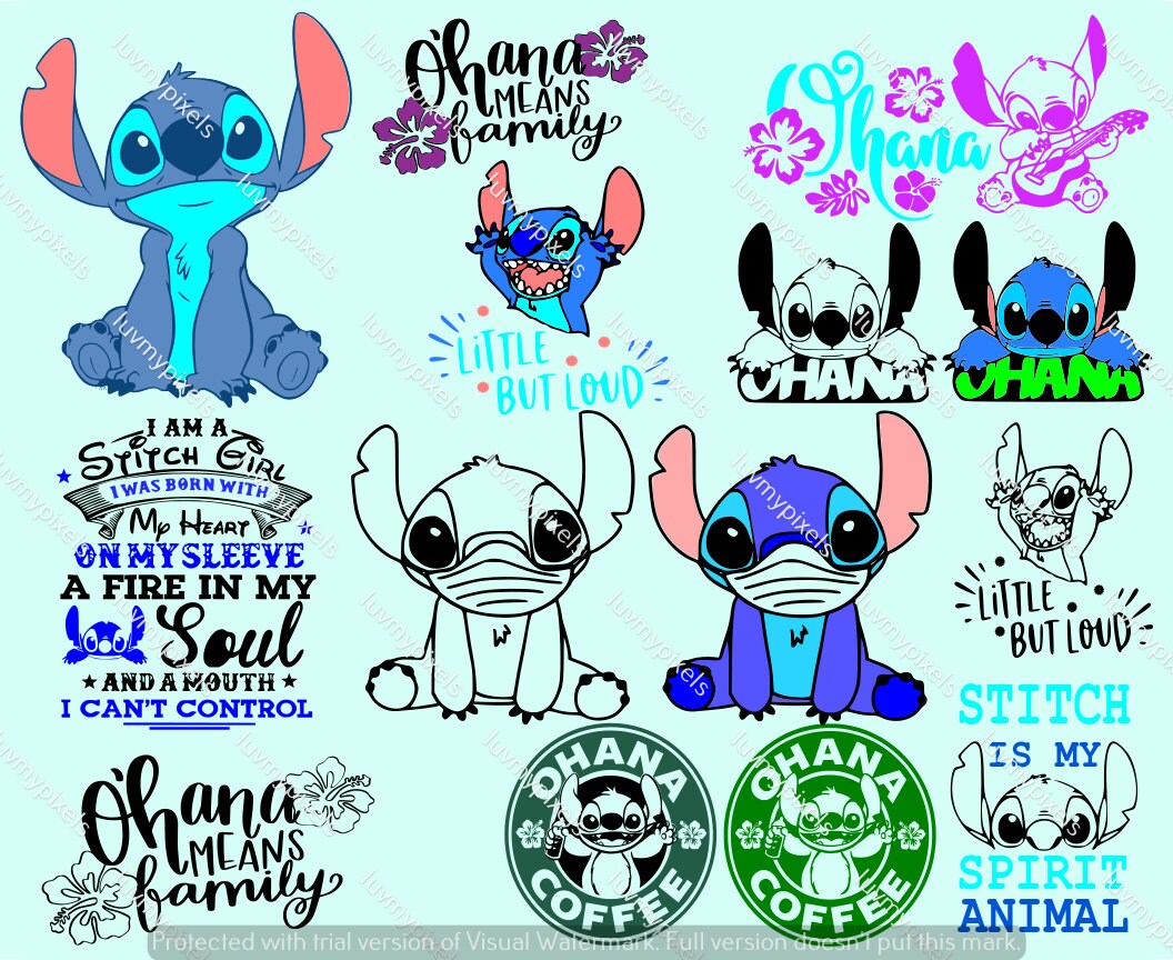 Stitch Bundle SVG PNG Clip art Cricut Silhouette Etsy