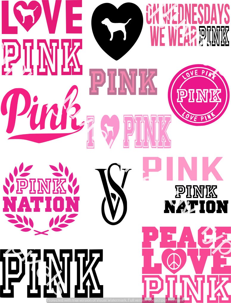 Love Pink SVG Bundle, Clip Art, VS, Pink Nation, SVG, Digital File, C…