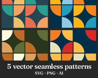 Vector Seamless Patterns SVG Bundle, abstract color pattern, fashion, Digital File, Svg, Png, AI