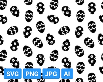 Seamless Easter Eggs Pattern SVG, Easter, Egg, Holiday, Fashion Vector Background, Svg, Png, JPG, AI