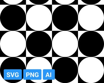 Geometric Circle & Square Pattern: Abstract SVG, PNG, AI (Digital Download)