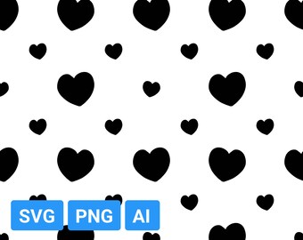 Heart Seamless Pattern: Vector SVG, PNG, AI (Digital Download)