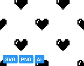 Pixel Heart Pattern: Valentine's Day SVG, PNG, AI (Digital Download)