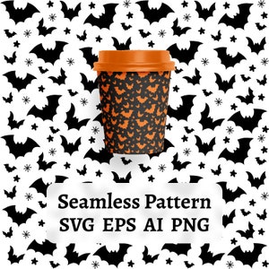 Bezszwowy wzór Halloween SVG, wzór głowy nietoperza, wzór świąteczny, nietoperz, tło Halloween wektor, kostium, Svg, Eps, Png, AI