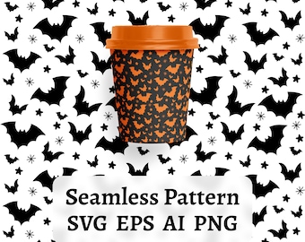 Seamless Halloween Pattern SVG, Bats Head Pattern, Holiday Pattern, Bat, Halloween Background Vector, Costume, Svg, Eps, Png, AI