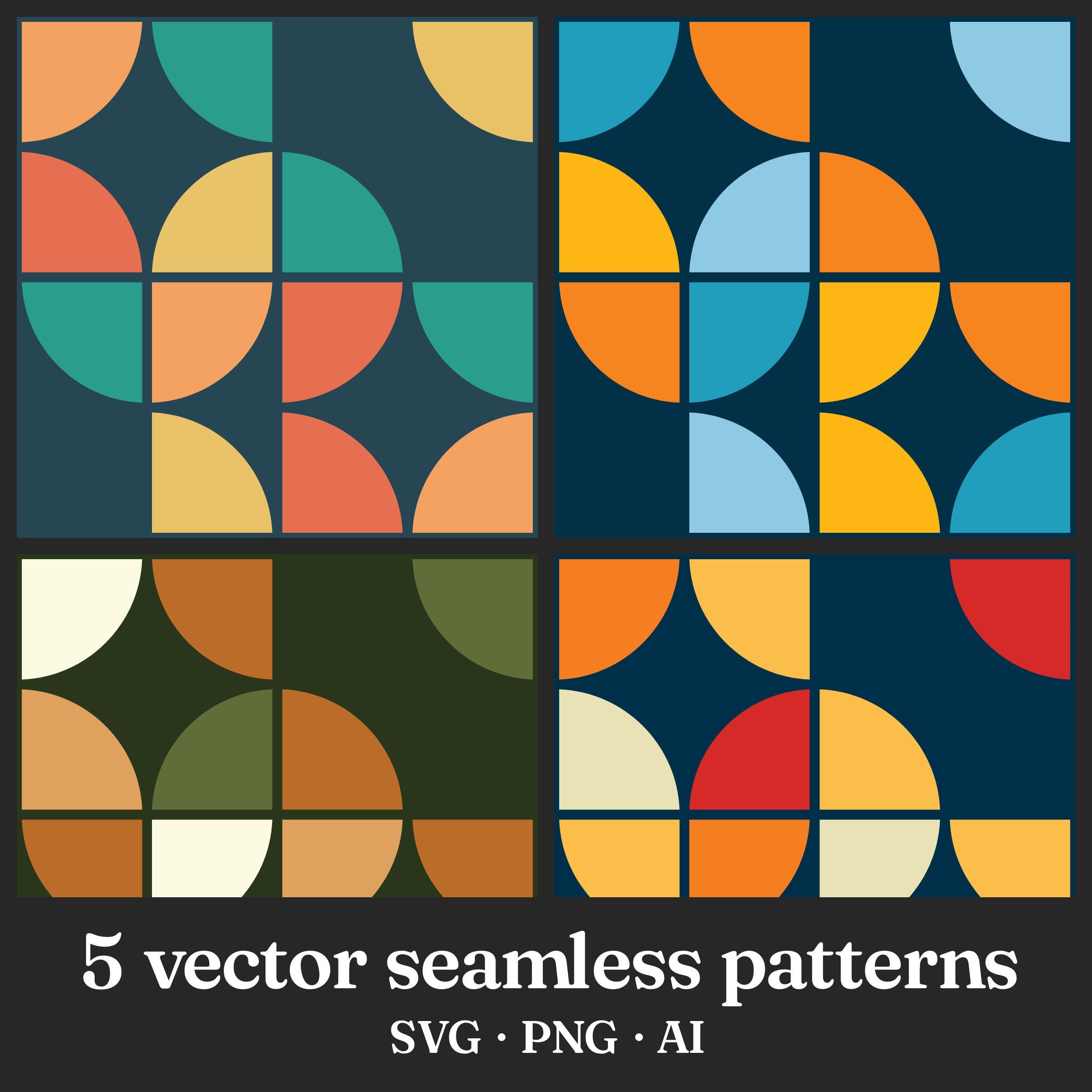 Vector Seamless Patterns SVG Bundle abstract color pattern | Etsy