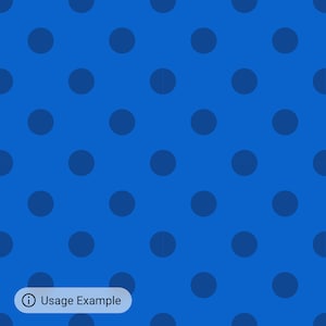 May include: A seamless pattern of dark blue circles on a bright blue background.