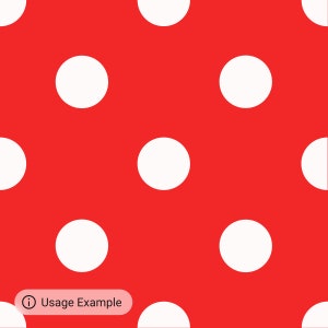 May include: A red background with a repeating pattern of white circles.