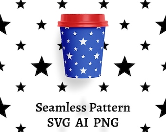 Seamless Stars Pattern SVG, Star Pattern, USA, Labor Day Pattern, Veteran Day, Minimalism, Holiday Background Vector, Svg, Png, AI