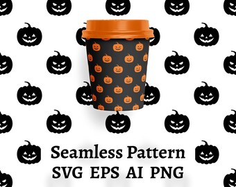 Seamless Halloween Pattern SVG, Pumpkin Head Pattern, Holiday Pattern, Pumpkins, Halloween Background Vector, Costume, Svg, Eps, Png, AI