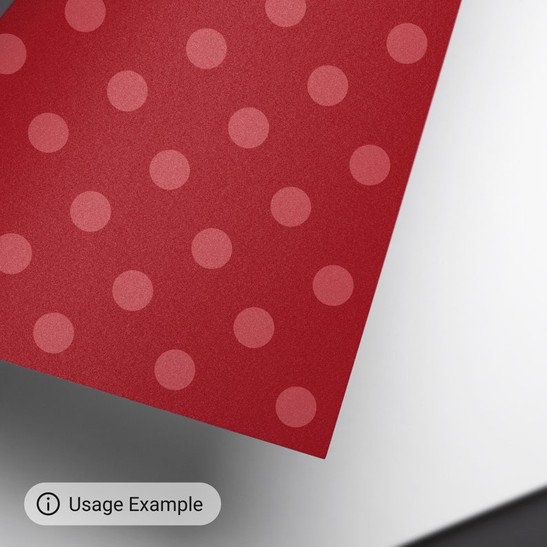 May include: Red paper with a white polka dot pattern.