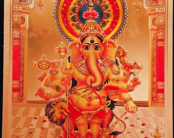 Kannu Drishti Maha Ganapathy/ Ganapathy/Ganesha / Vinayaka/ Gold Foil Picture/ Puja Item/ Gifting Picture/ God Picture/ Vinayagar
