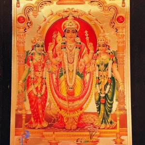 Picture/ Murugan/ Velu/ Valli Sametha/ Gold Foil Picture/ Puja Item/ Gifting Picture/ God Picture/ Gold Foil Sheet Picture/ Sumbramaneshwara