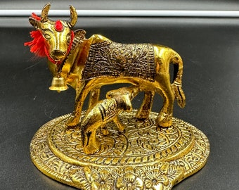 Cow & Calf/ Brass Cow/ Wedding Gift/ Gifting Item/ Gowmatha/ Housewarming Gift/ Gruhapravesam Gift/ Kamadhenu