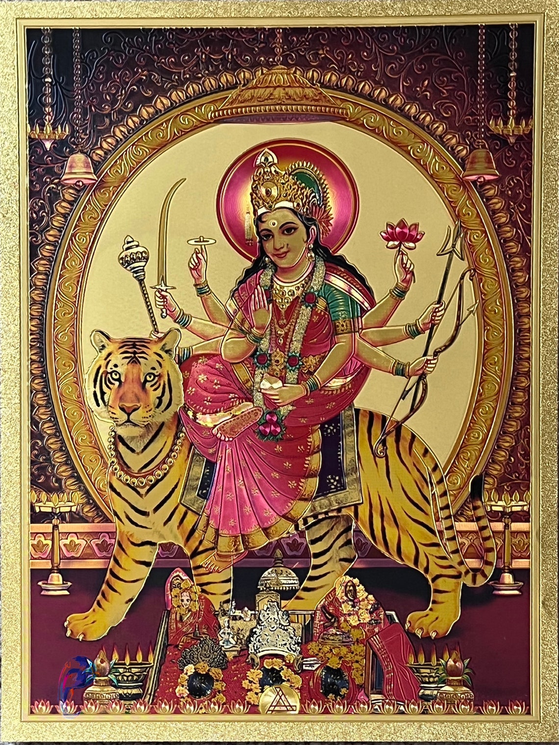 Durga Devi/ Gold Foil Picture/ Frames/ Photo/ God/ Divine/ Gift ...