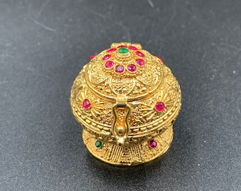 Multicolor Stones Box/ Puja Box/ Ring Box/ Gift Box/ Jewelry Box/ Wedding Gift/ Pearls Box/ Lakshmi Devi Kumkum Box/ Gold Box/ Antique Box