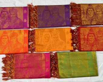 Shiva Parvathi Shawl/ Dupatta/ Scarf/ Shiridi Saibaba/ Clothes/ Puja Clothes/ Gift/ VIP Shawls/ Unique Dupatta