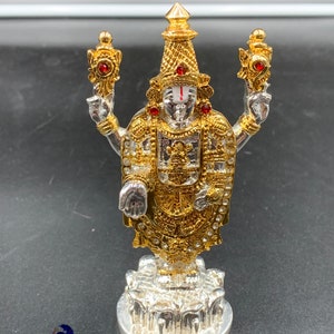 Venkateshwara Swamy Idol/ Lord Vishnu/ Bruiloftsdecor/ Idool schenken/ Idool zwarte emailverf/ Standbeeld Balaji/ Tirupathi/ Govinda/ Namalu