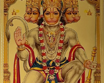 Anjaneya Swamy/ Hanuman/ Gold Foil Picture/ Frames/ Photo/ God/ Divine/ Gift/ Praying/ Puja Item