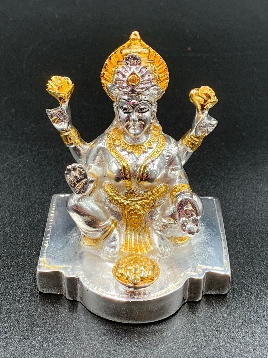 Brass Lakshmi Ganesha ring with Rudraksha inside — Devshoppe