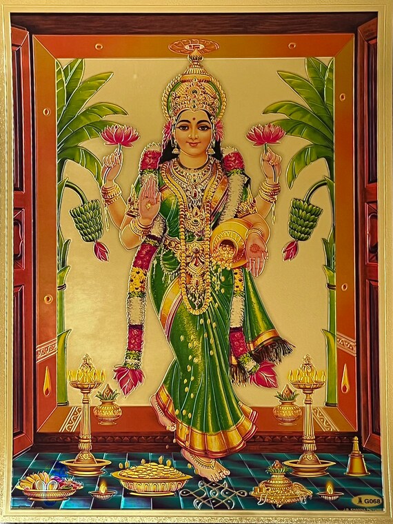 Gruhalakshmi/ Lakshmi Devi/ Gold Foil Picture/ Puja Item/ - Etsy
