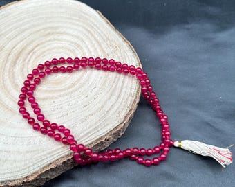 Prayer Beads/ Temple/ Prayer Beads/ Crystal Beads/ Meditation Beads/ Chakra/ Red Crystal Mala/ Good Luck Mala/ Red Color Beads/ Puja Item