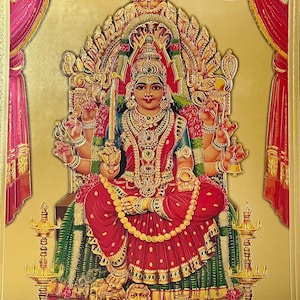 Picture/ Bhuvaneswari Devi/ Gold Foil Picture/ Puja Item/ Gifting Picture/ God Picture/ Gold Foil Sheet Picture/ Amman/ Goddesses