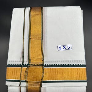Cotton Dhoti/ Wedding Gift/ Wedding Decor/ Puja Item/ Dhoti/ Cotton Vasti/ Angavastram/ Cotton Pancha