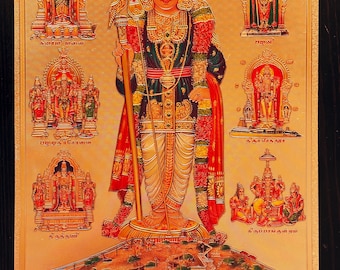 Murugan/ Velu/ Valli Sametha/ Gold Foil Picture/ Puja Item/ Gifting Picture/ God Picture/ Gold Foil Sheet Picture/ Sumbramaneshwara/ Picture