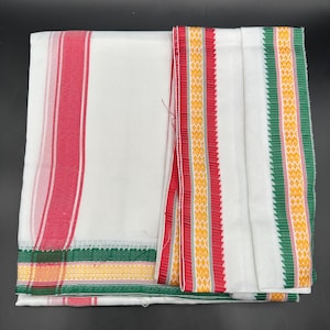 Dhoti Set/ Pancha/ Cotton Panchalu/ Jari Dhoti Set/ Mens Dhoti/ Puja Clothes/ God Clothes/ Angavastram/ Kanduva/ Keepas Panchalu