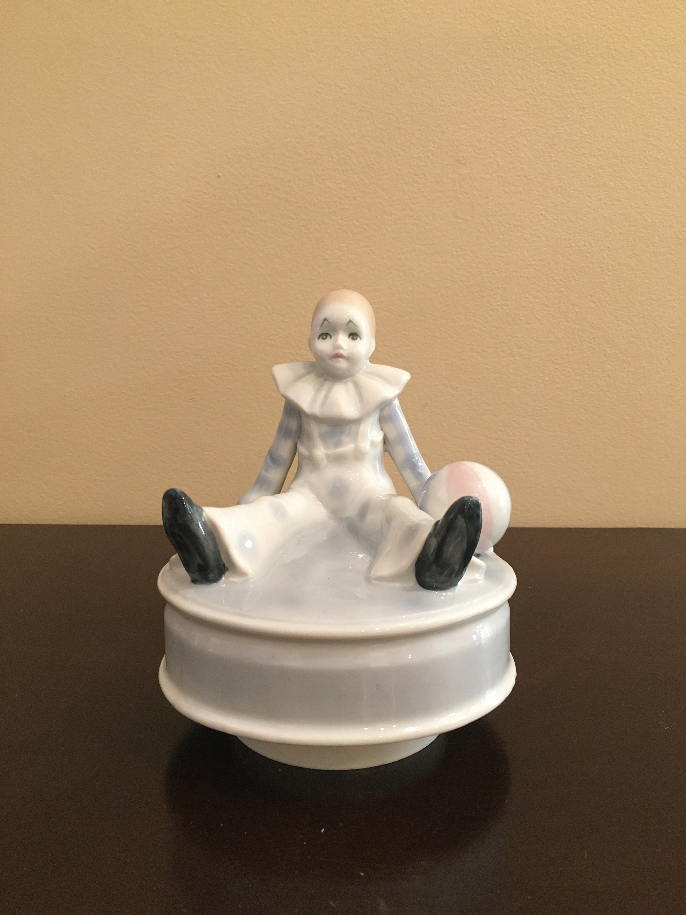 Pierrot Glass Music Box by Madame Verte Design, Vintage