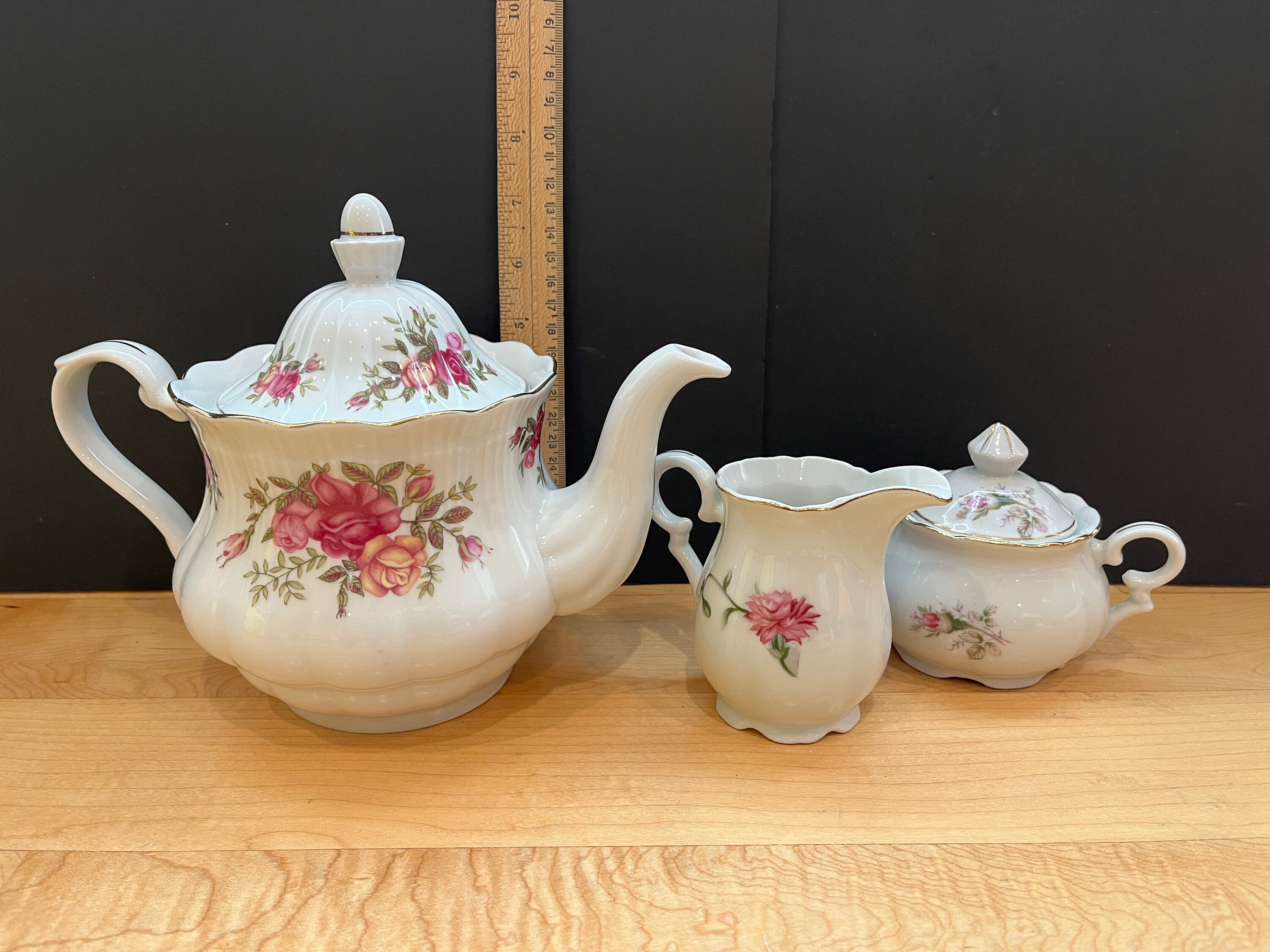 Vintage Porcelain Rose Tea Set, Gold Trim, Sold Individually - Etsy