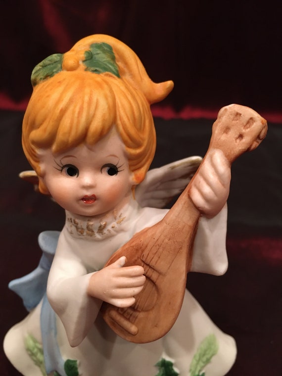 素晴らしい品質 Angel Holiday Playing Etsy - 1970's Homco, by 5551 Mandolin その他