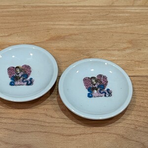 Tiny Porcelain Plates with Angels, Vintage