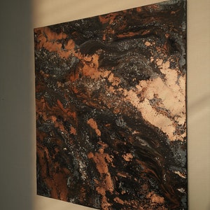 Abstract painting. Acrylic painting. Handmade art. Modern painting on wooden panel. Stylish bar office living room wall art. Beautiful
