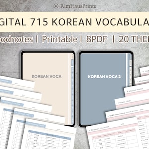 Ipad & Printable Vocabulary Set, Korean learning Vocabulary, Digital Korean Vocabulary, Korean Vocabulary Set, Korean Language Learning