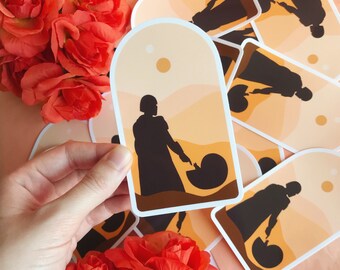 Mandalorian and The Child | Die Cut Sticker | Waterproof Sticker | Glossy Sticker