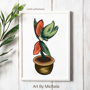 Whimsical Venus Fly Trap Print: Quirky Botanical Illustration